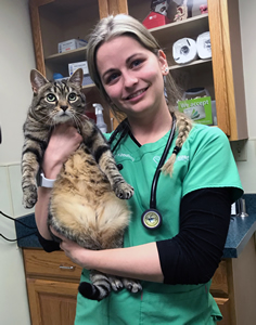 When the Warshawskys relocated to Baltimore, Maryland, in 2018 they searched for a new veterinary clinic to provide care for their cat, Ruby. They chose a practice with a CVM alumna on the team, Amelia Kaeding, DVM.