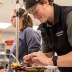student in the clinical skills lab